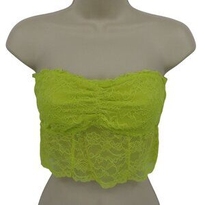 American Eagle Women Medium Yellow Floral Lace Strapless Bralette Bra Bandeau